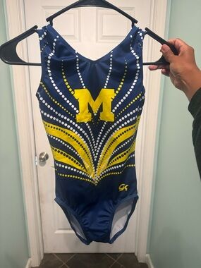 GK Navy and Yellow 'M' Team Gymnastics Leotard